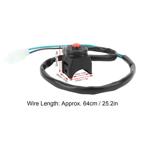 Roter 22-mm-Kill-Schalter für Motorrad 64-cm-Kabel 1