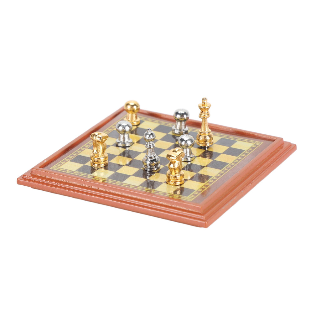 Dollhouse Miniature Chess Set Alloy 1/12 Scale Board Game Model-image-OPC-PJDKPJ6-NEW
