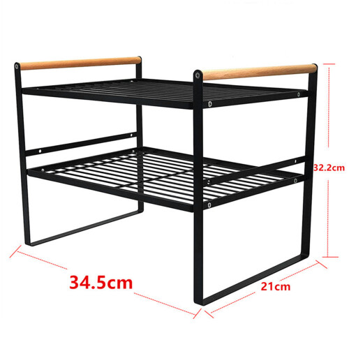 2-Tier Küchenregal, schwarz, 54,67 oz 1