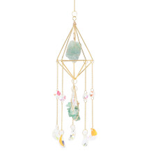 Campanelle a vento a forma di luna con cristallo, 46 cm fluorite verde