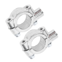 2 pezzi di supporto per specchio da manubrio 22 mm M8 argento