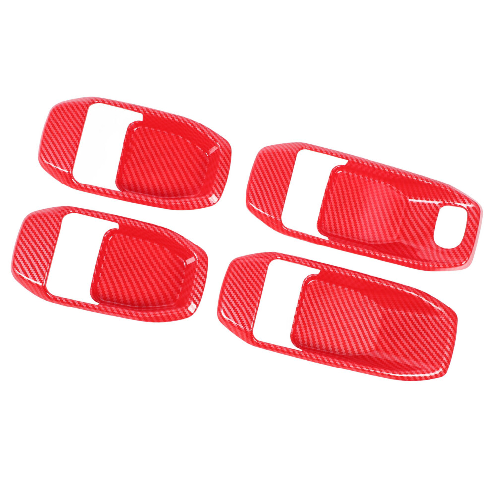 4Pcs Carbon Fiber Pattern Inner Door Handle Bowl Cover Set For Jl/Jlu 2018-2025 Red 4951335220129