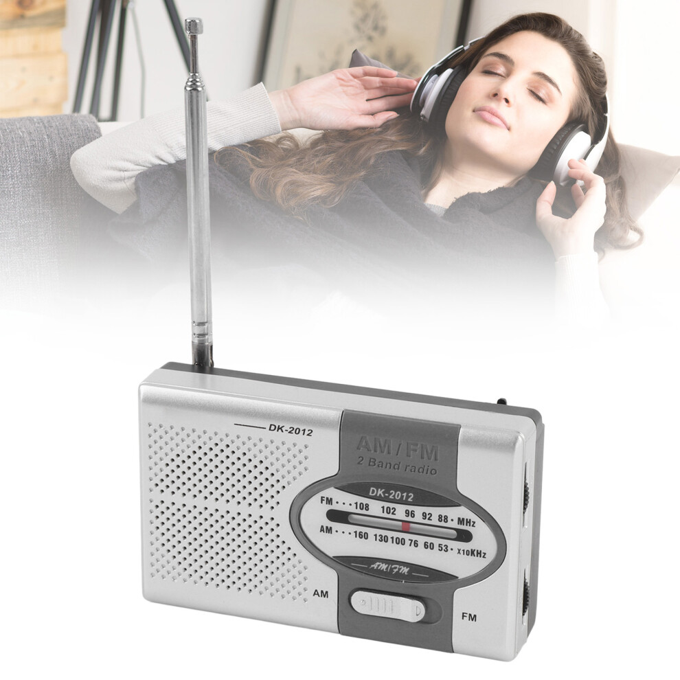 Portable Fm Am Radio With Earphone Jack, Silver/Grey 8701335221802