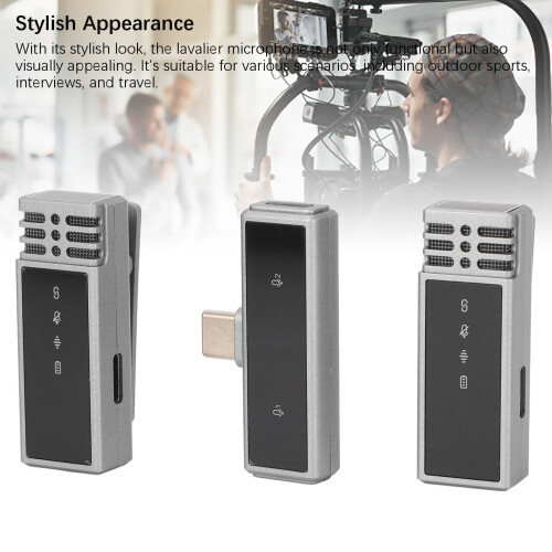 Lavalier Mic with C-Type Case, 2x70mAh, Noise Reduction, Outdoor Use 2