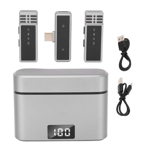 Lavalier Mic with C-Type Case, 2x70mAh, Noise Reduction, Outdoor Use 1