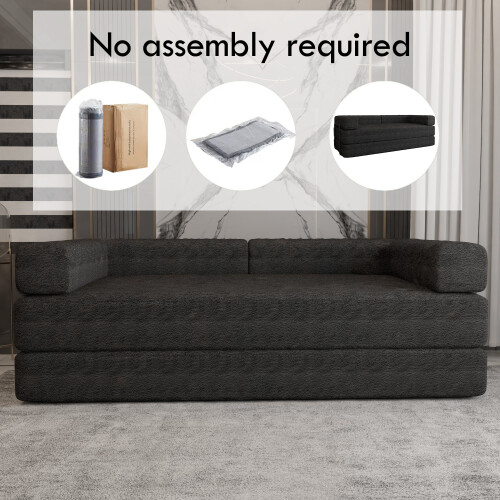 MN Furniture (Black) Modern Convertible Sofa Bed-Box Packed