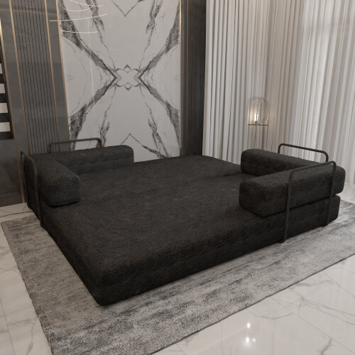 MN Furniture (Black) Modern Convertible Sofa Bed-Box Packed 2
