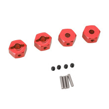 4 pezzi di adattatore per mozzo esagonale della ruota RC, in alluminio, da 12 mm, rosso.