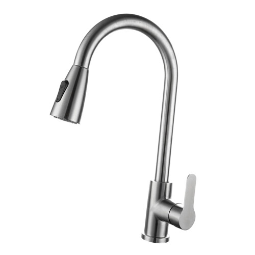 Stainless Steel Kitchen Faucet with Pull Down Sprayer, Ceramic Valve, 0.8MPa