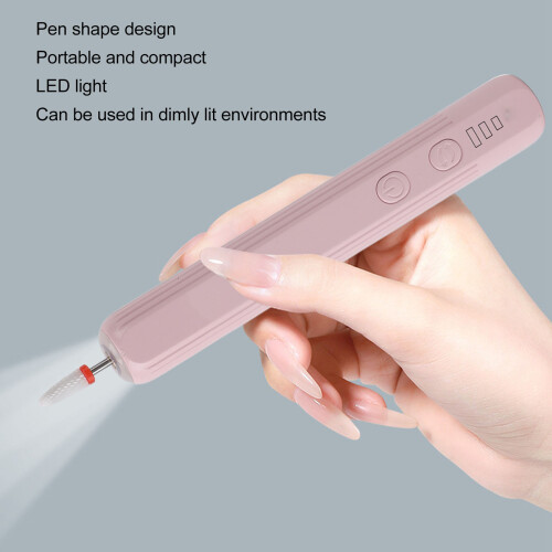 Foreuse à ongles portable 30000 tr/min 400 mAh lumière LED rose 2
