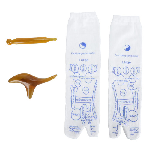 Calcetines de reflexología con separación de dos dedos, talla grande, de algodón. 1