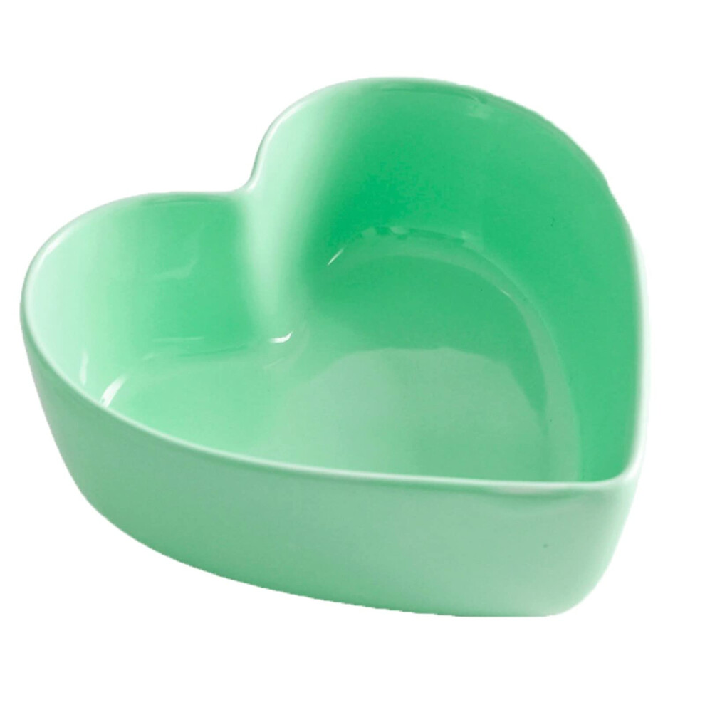 Bowl Ceramic Heart Shaped Green For Salad, Cereal, Fruit, Dessert, Soup, Pasta, Nuts-image-OPC-PJDKW82-NEW