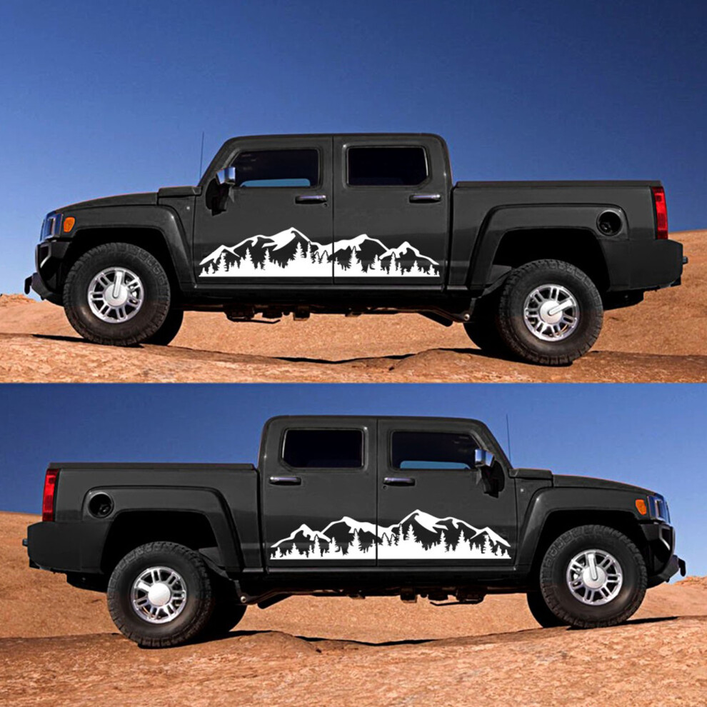 2Pcs Mountain Tree Forest Car Decal Vinyl Stickers For Suvs, Trucks, Rvs, White 3441335236608