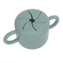 Baby Silikon Snackbecher Mehrzweck Sicher Gesund Tragbar Doppelohren Design Baby Snacktopf Für Babys Kleinkinder Kids 350ml Dusty Blue