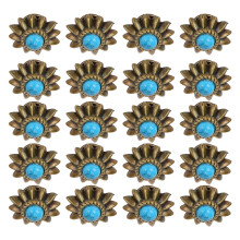 20 Sets Turquoise Zinc Alloy Daisy Conchos Buckles 13mm