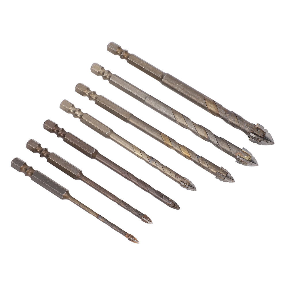 7 Pcs Masonry Drill Bit Set, 3-12Mm Hex Shank Concrete & Glass Drill Bits 7891335241410