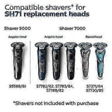 SH71 Replacement Heads for Sharp Blade Philips Norelco Shaver Series 7000 and 5000 Triple Razor with