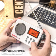 Weißes AM/FM-Radio ABS 140x86x37mm 40 Sender