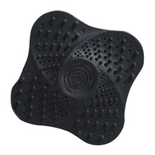 Capturador de pelo para desagüe de ducha de silicona 13x13x2 cm negro