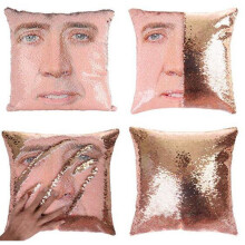 (Nicolas Cage-Gold,40cmx40cm)Veranderende kussen Nicolas Cage Donald Trump Vladimir Putin zeemeermin kussensloop