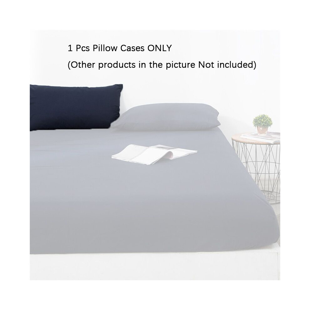 (Navy Blue-Pillow Case,Pillow Case Only-45x75cm)Drap housse profond 1525 cm taie d'oreiller draps de lit simple double king couleur unie