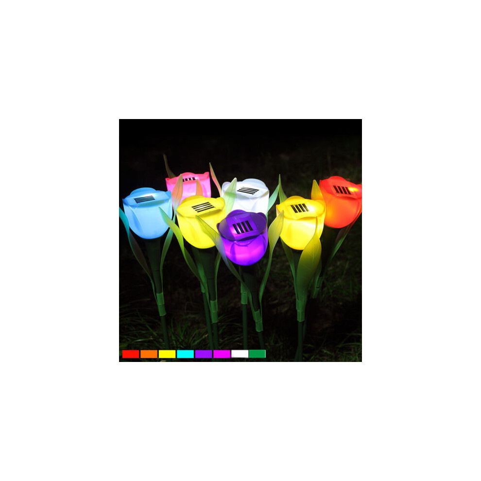 (White) Outdoor 7 Color Solar Powered Tulip Flower Led Light Yard Garden Path Lamp Way-image-OPC-PJDNBM8-NEW