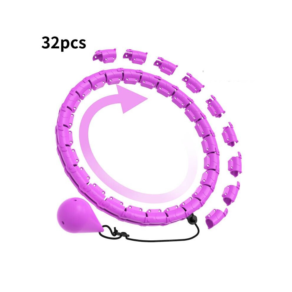 ( 32Pc, Hollow) Detachable Hula Hoop Intelligent Womens Fitness Reducing Abdominal Exercise Purple