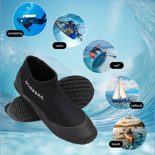 Stivali da immersione in neoprene da 3 mm, Nero 34-46, Antiscivolo 2