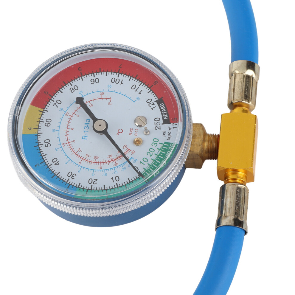 R134a Car Ac Refrigerant Charge Hose With Gauge, 385Mm Blue 9391335260780