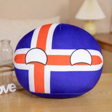 (Iceland, 10cm/3.94in) Countryballs Toy Anime Polandball Plush Pendant Doll Childrens Pillow Throw