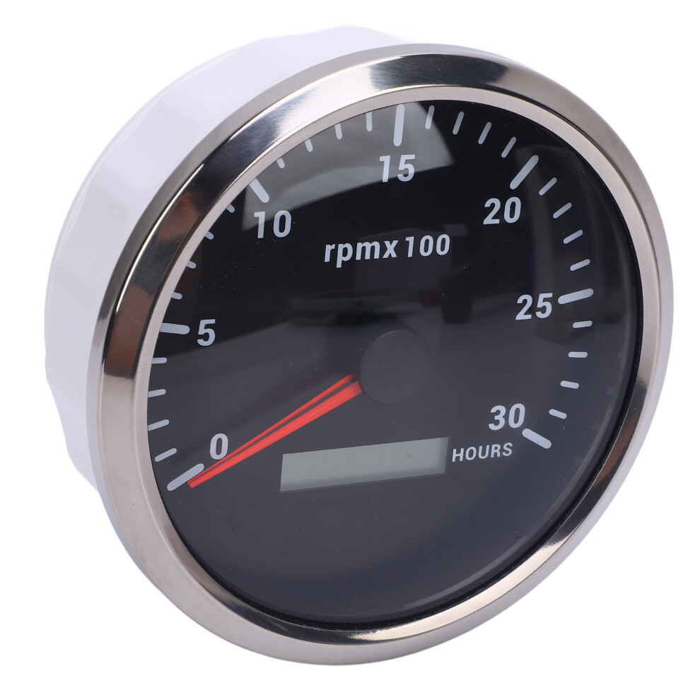 110Mm 4-3/8In Boat Tachometer With 7-Color Backlight, 3000Rpm, Hour Meter, Dc 9-32V Black/Silver 6911335262008