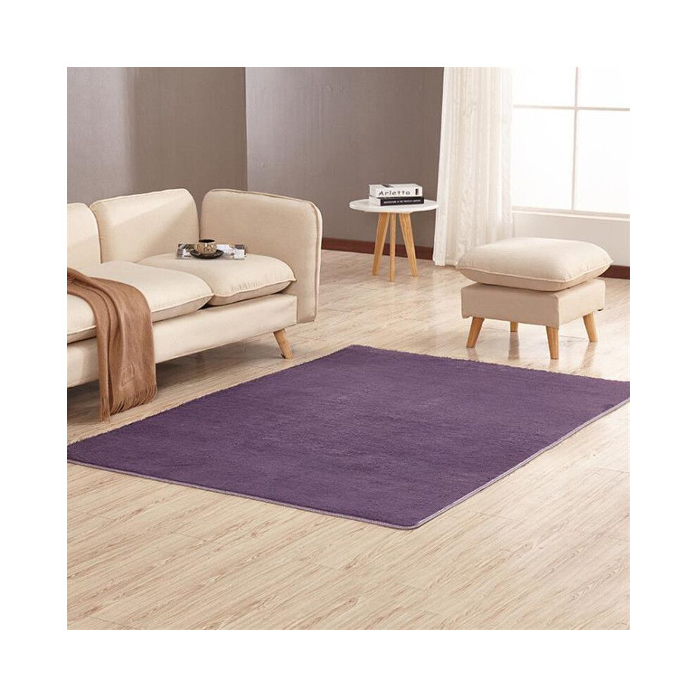 (Gray 40*60Cm/15.7*23.6In) Fluffy Antiskid Rugs Shaggy Rug Dining Room Carpet Floor Mats Home Bedroom Purple