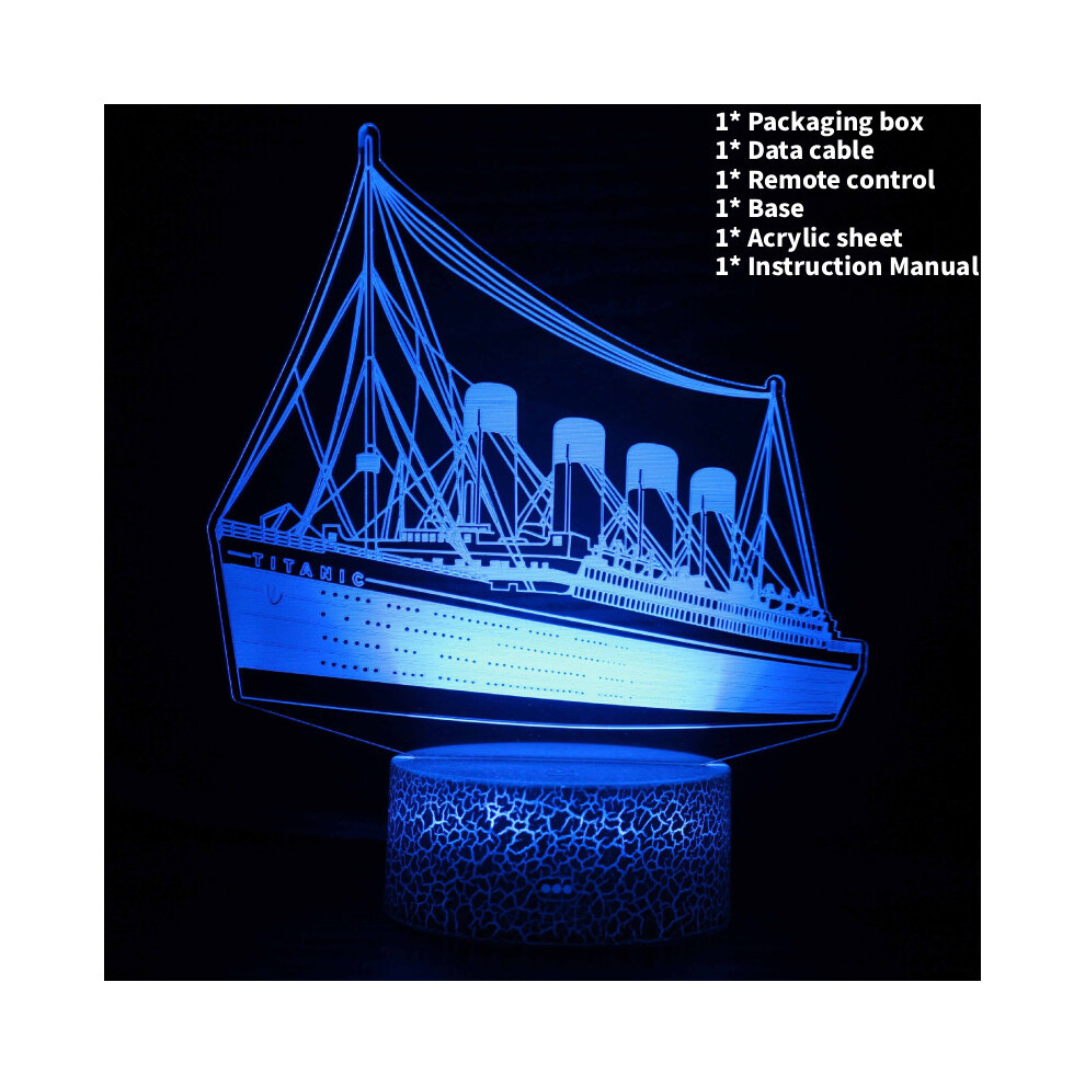 (Style G) Titanic 3d Airplane Acrylic Night Light Model Lamp Kids Decor Lights Bedside