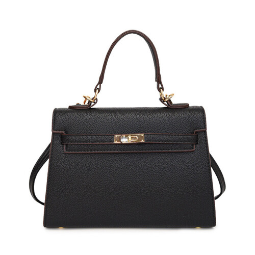 (Black) Bag Solid Color Cover Handbag Shoulder Bag With Strap Adjustable Shoulder