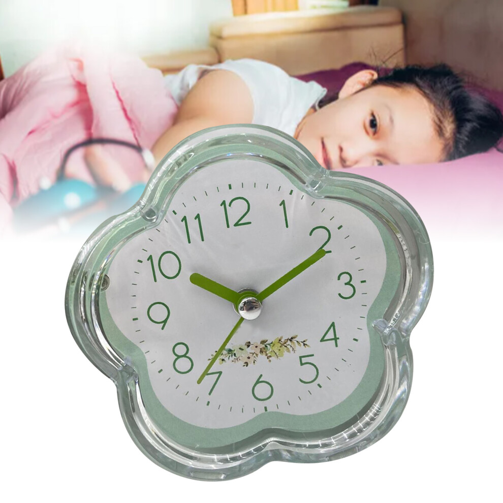 Transparent Flower Alarm Clock Low Noise Compact Size For Bedside Use Green