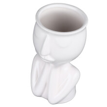 Vaso in ceramica con volto, bianco, 8,79,515,3 cm
