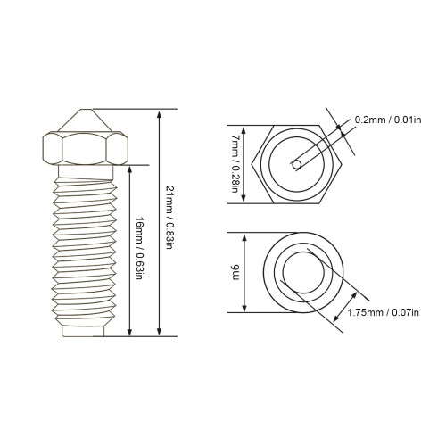 3er Messing-Düsen-Set für Kobra 2, 721 mm, 1,75 mm 1