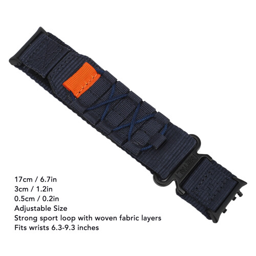 Nylon Hook Loop Sport Watch Strap Adjustable Midnight Blue for Men Women 1