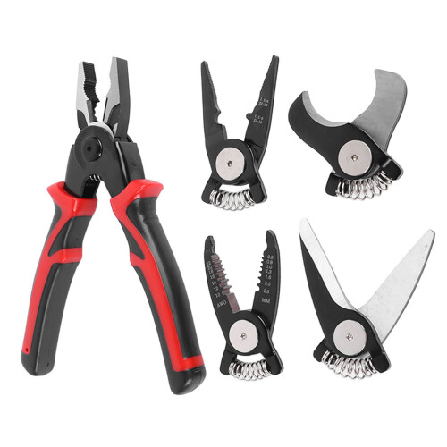 5 in 1 Steel Pliers Set Multifunctional Interchangeable Heads, 20cm 2