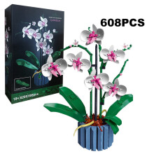 Orchid Pcs 608 Building Blocks Artificial Plant Set Flowers Home Decoration Diy