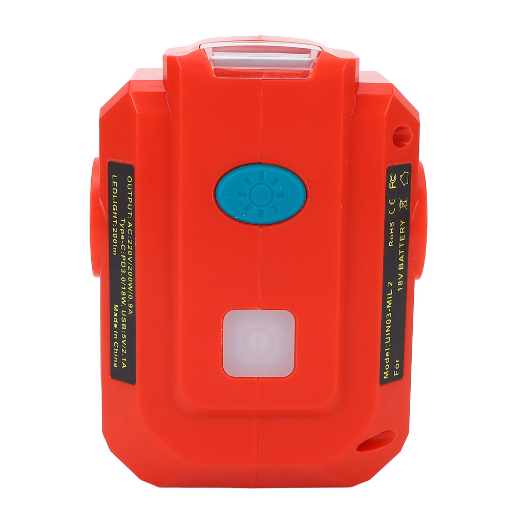 Cordless 200W Power Inverter 18V Battery, Usb & Type C With Led Light 9491335267151
