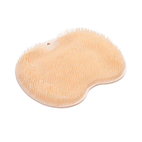 (Orange) Foot Silicone Shower Scrubber Back Body Brush Massager Pad Bathroom Mat Cleaning