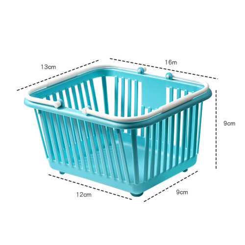 Mini cestino da stoccaggio 13x16x9 cm blu lago in plastica 1