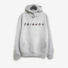 (Gray, XL) Friends Women Print Hoodie Loose Top Ladies Pullover Jumper Hooded Sweatshirt