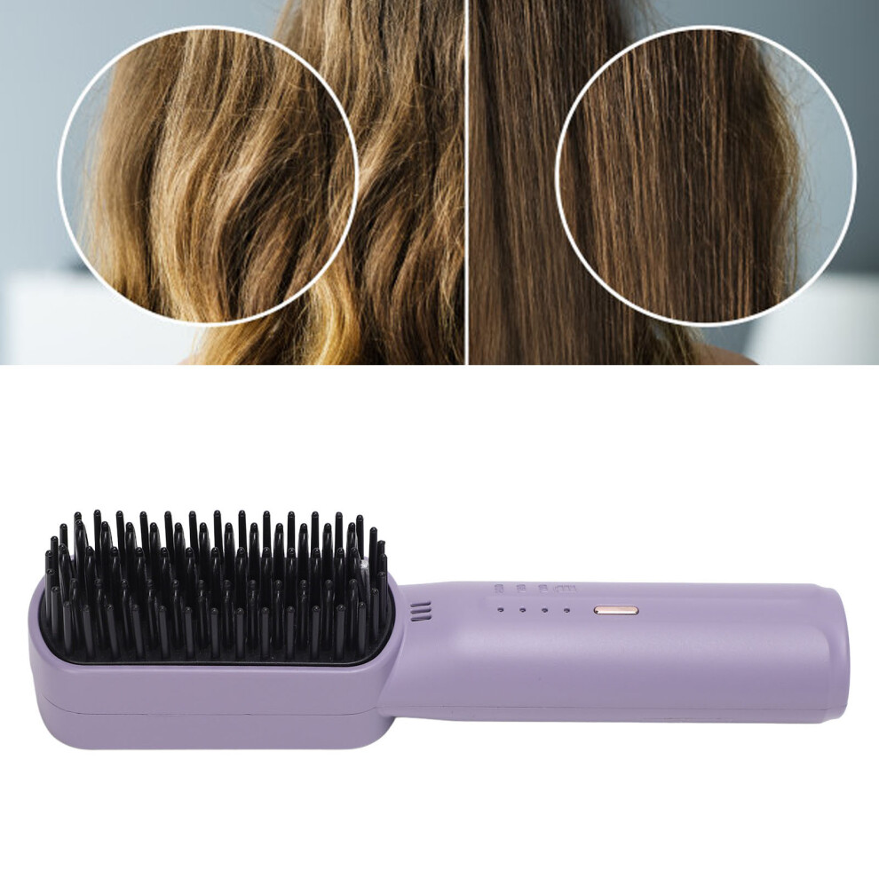 Cordless Ionic Hair Straightening Brush, Portable Rechargeable, Violet