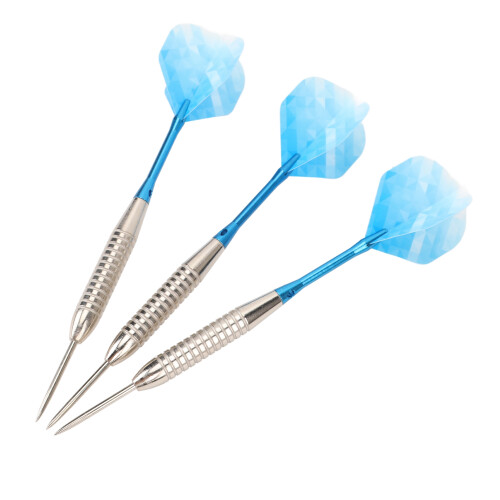 Set de fléchettes à pointe en acier bleu - Barillets à rainures profondes