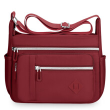 (Red) Casual Carry Women Waterproof Nylon Urban Crossbody Bag With Zipper Pocket