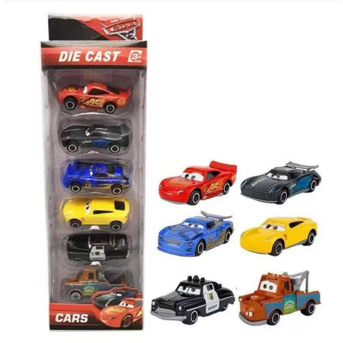 (6 pcs)Cars Lightning Mcqueen Mater Jackson Storm Modell Spielzeug Set Kindergeburtstag Geschenk 2