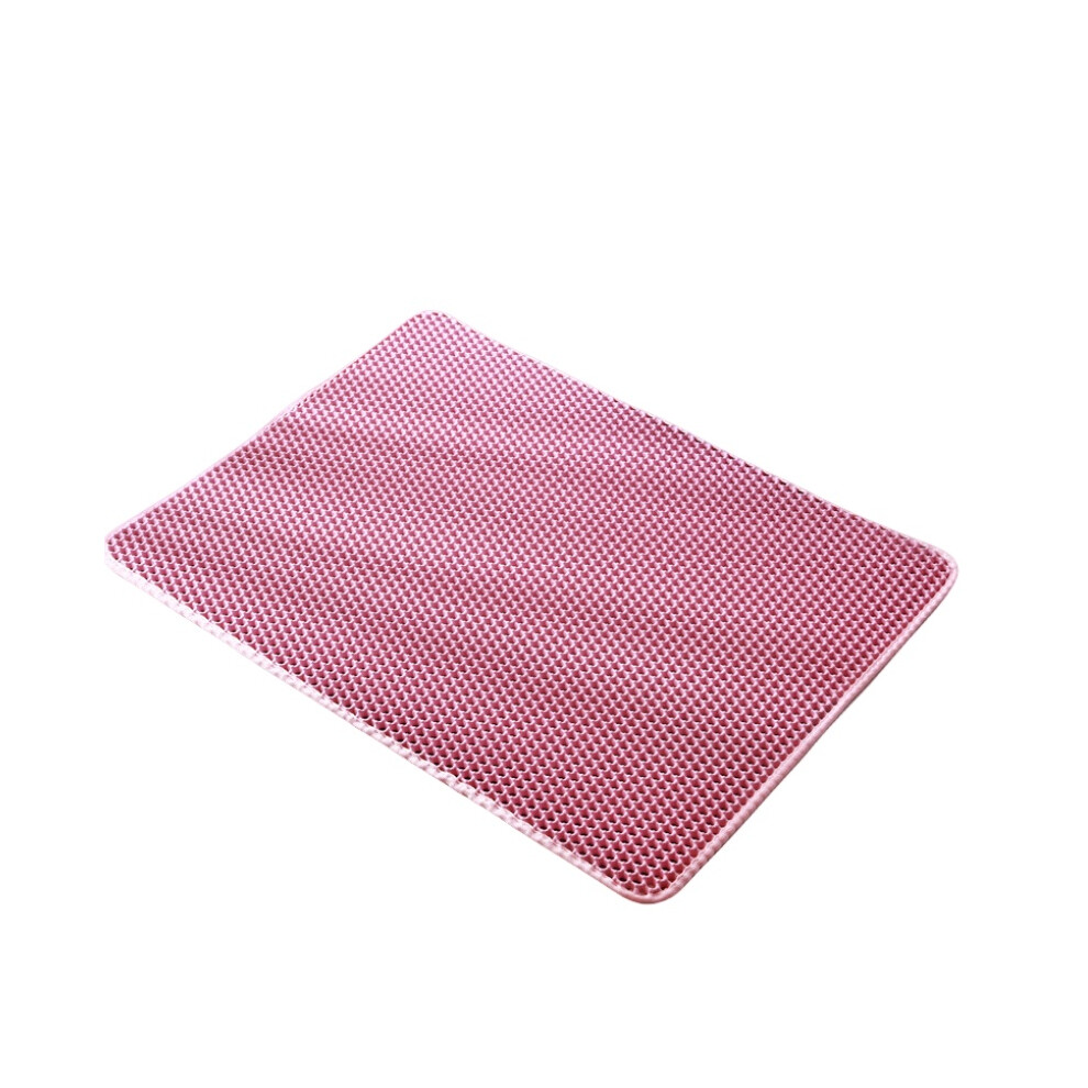 (Pink,75cm/29.53in)Tapis de litière pour chat tapis de piégeage de litière pour chat double couche design urine et épreuve eau
