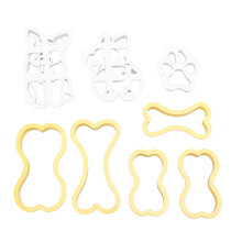 Set di 8 tagliabiscotti a forma di cane - in plastica, stile cartone animato